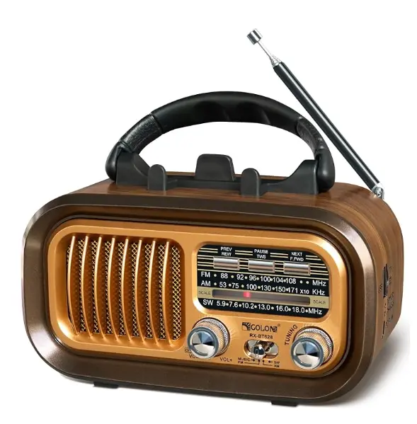 Portable Retro Vintage Radio Speaker | Bluetooth 5.0, AM/FM/SW, USB/TF MP3 Playback, Rechargeable Battery