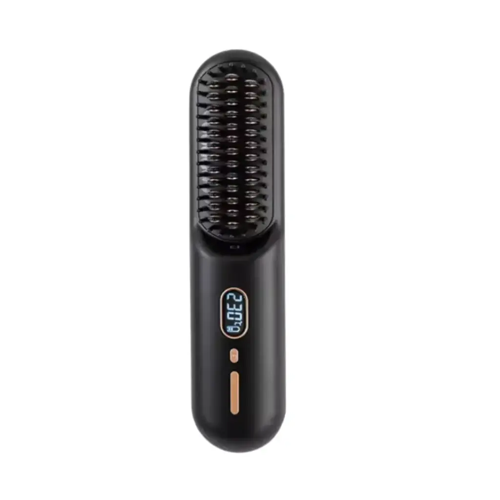 Cordless Hair Straightener & Curler | Portable Negative Ion Comb with 12 Heat Levels, LCD Display & Travel Bag