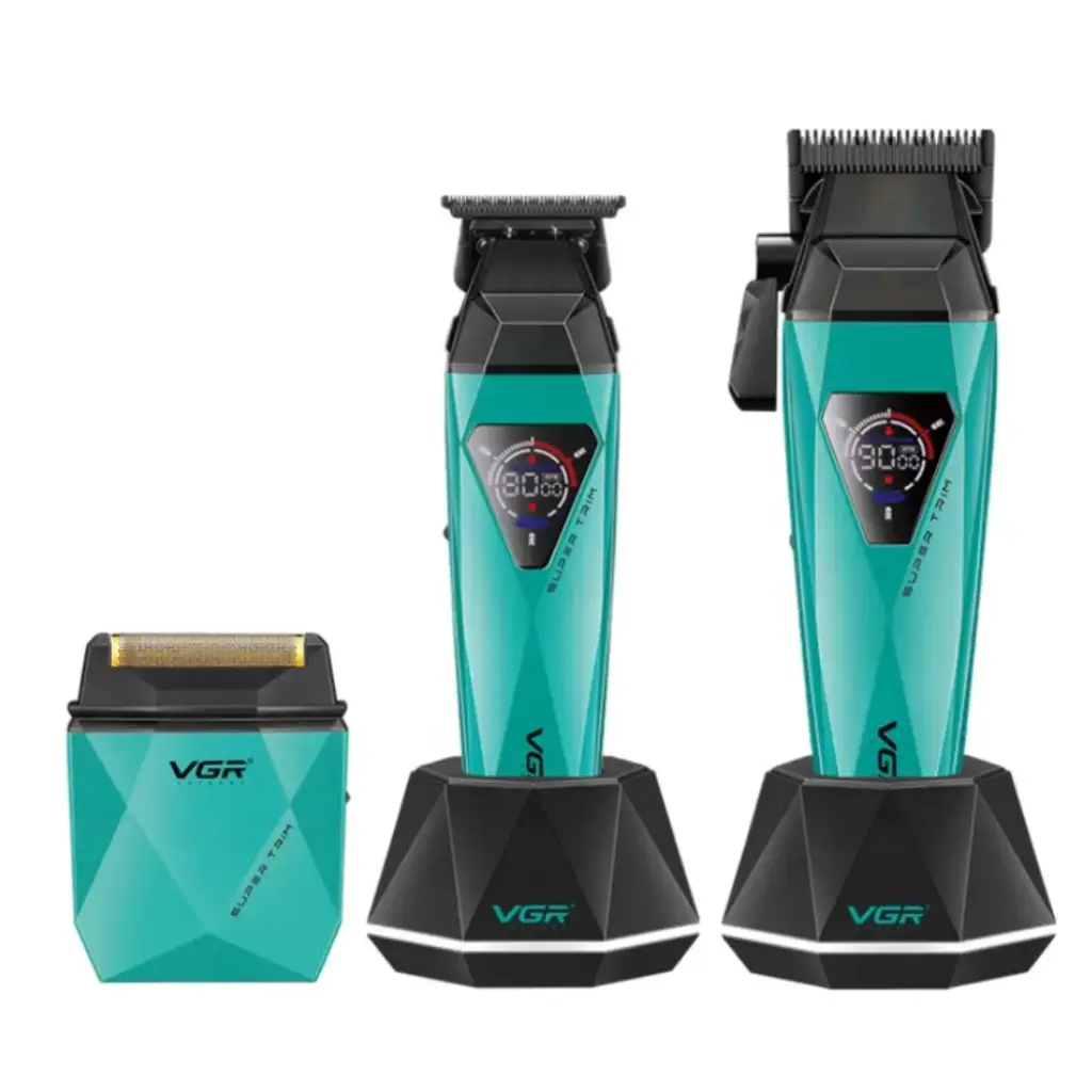 VGR V‑877 S3 | 3‑in‑1 Professional Barber Kit | Clipper, Trimmer & Foil Shaver