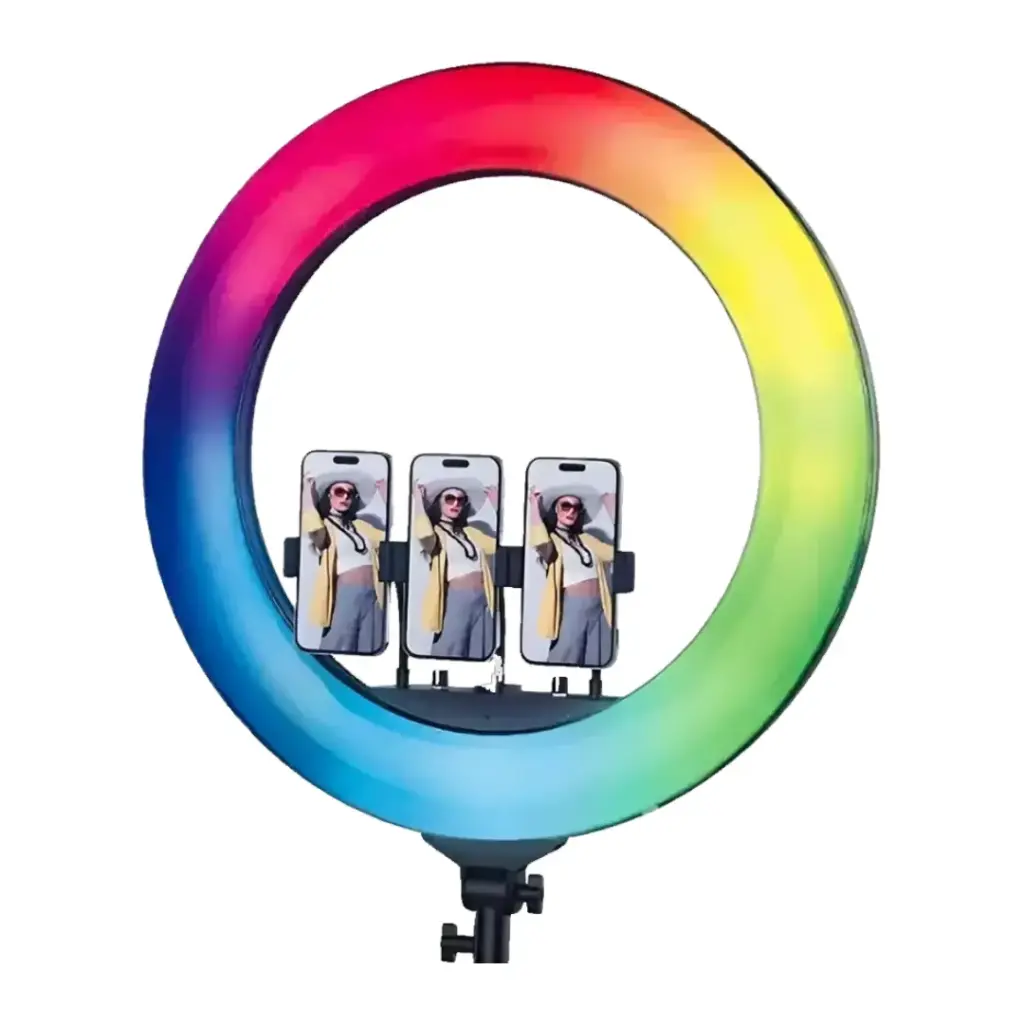 Plokama LIVE-R56 Pro 56cm RGB LED Ring Light with Remote Control & 360° Rotation