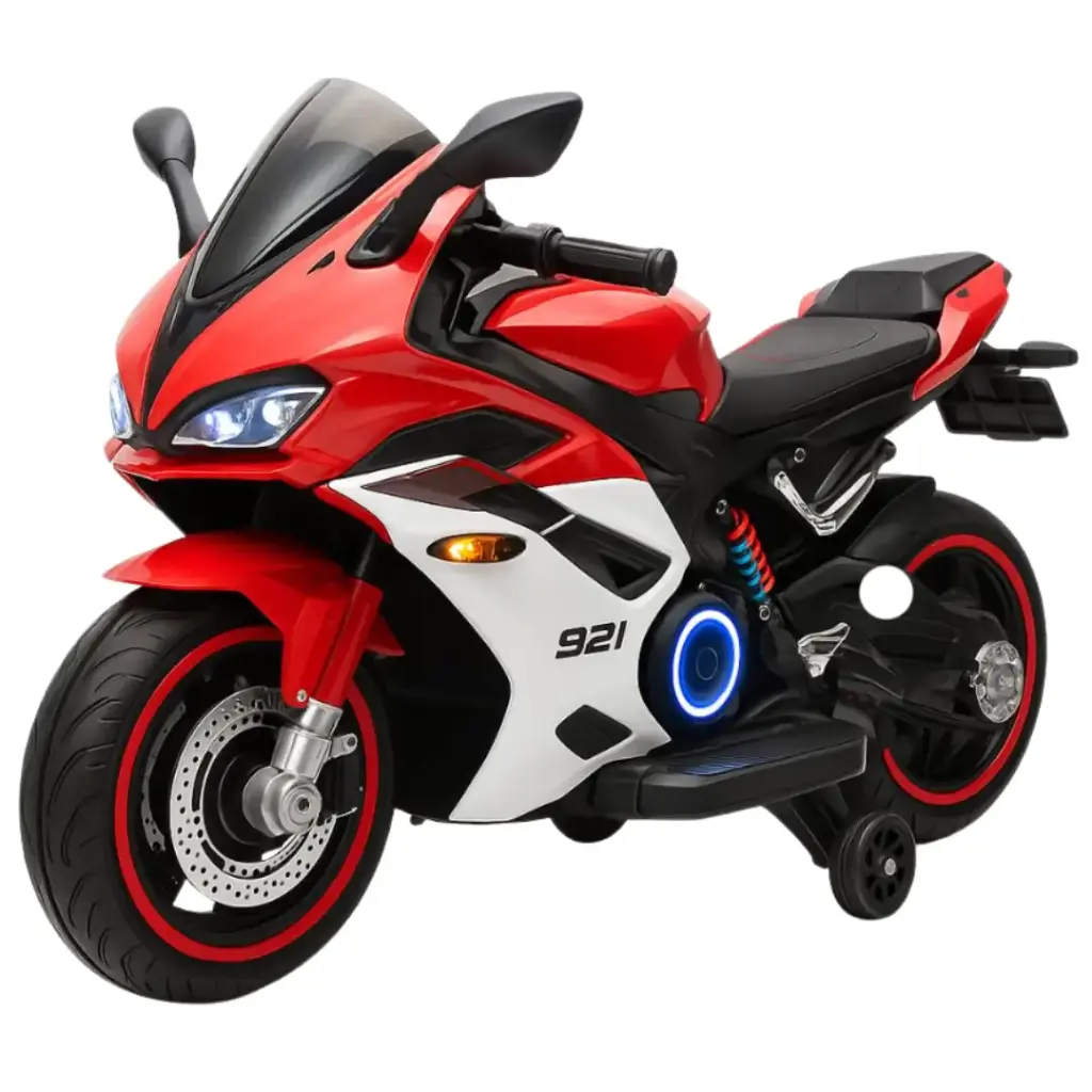 Kids Jumbo Sports Ride-On Bike – 12V Battery, Hand Accelerator, Bluetooth & LED Lights (Ages 6–12)