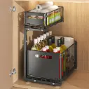 Under-Sink Sliding Storage Organizer – 2-Tier Basket Drawer (26.5 × 38 × 48.5 cm)
