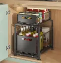 Under-Sink Sliding Storage Organizer – Adjustable 2-Tier Basket Drawer (29 × 38 × 41–49 cm)