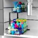 2-Level Under-Sink Organizer – Adjustable Carbon Steel Storage Rack