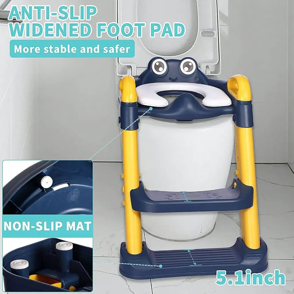 Foldable Baby Anti-Slip Potty Training Toilet Chair with Adjustable Ladder And Safety Handle