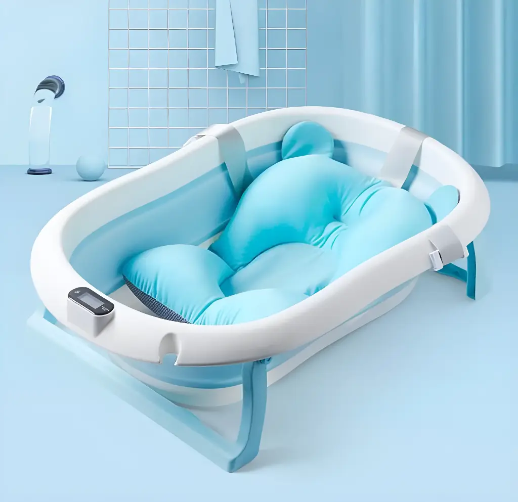 Baby Folding Bathtub Temperature-Sensing + Cushion 