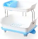 Layer Plastic Wash Sink Dish Plate Drainer Drying Rack Organizer With Tray