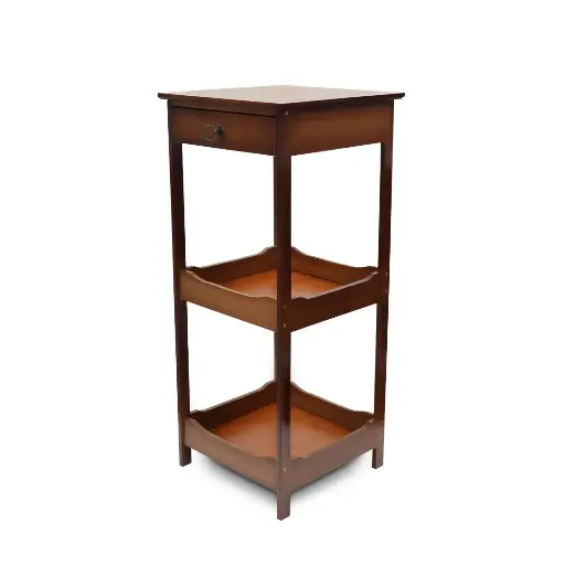[7399] Wood Plant Stand with Drawer and Shelves