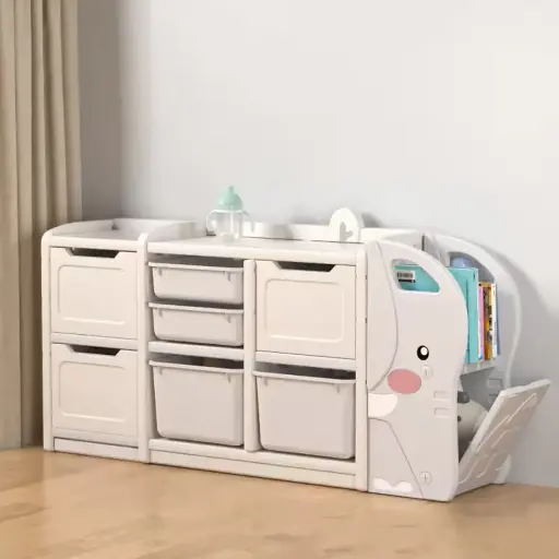 [7391] Creative Elephant-Shaped Toy Shelf - 6 Shelves 