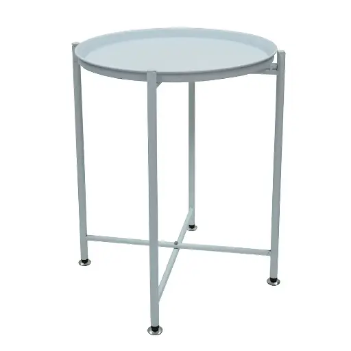 [7218] Round Metal Coffee Table - White 