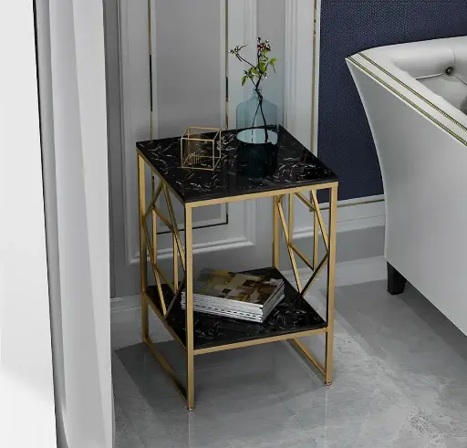 [7220] Marble Side Table 