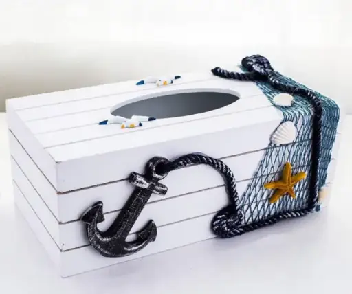 [7172] White Rectangular Tissue Box 