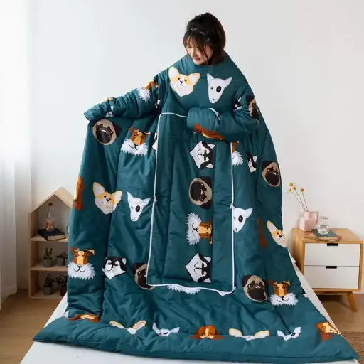 [5810-1] Multifunction Winter Lazy Quilt With Sleeves
