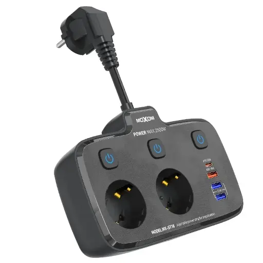 [364] Moxom MX-ST18 6-IN-1 EU Power Strip With 2 Outlets 2500W And Individual On/Off