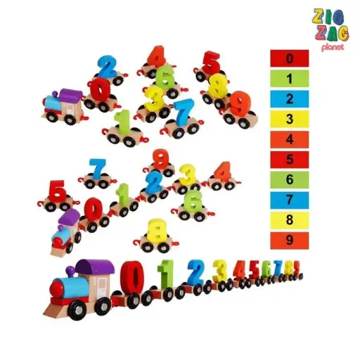 [7075] Wooden Digital Train Kid Early Counting 0-9 Number Learning Toy