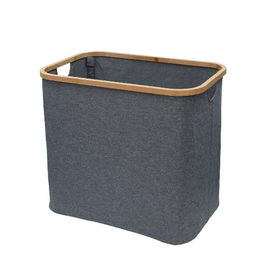 [7420] Collapsible Laundry Basket With Bamboo Frame 