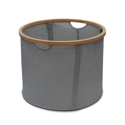 [7431] Collapsible Laundry Basket with Bamboo Frame  