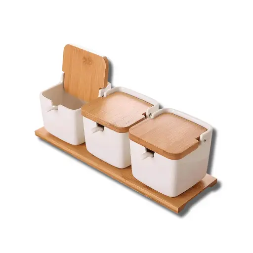 [7334] Ceramic Kitchen Spice Pot -3PCS 