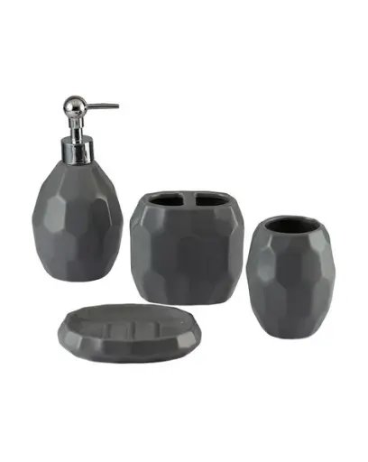 [11169-grey] Bathroom Set OF 4 Ceramic GREY