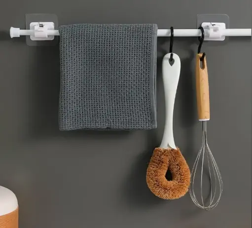 [5909] Gerich Self-Adhesive Curtain Rod Bracket Hook Nail-Free Adjustable Clip Hook 