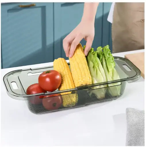 [5975] Household Sink Telescopic Drain Basket Rack 