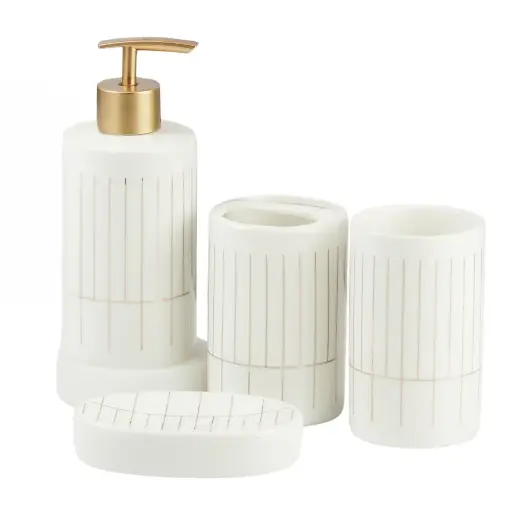 Bathroom Set of 4 Ceramic Modern White