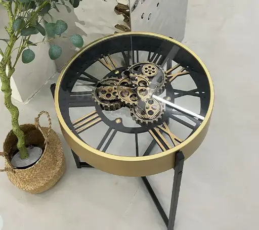 [7100-2] Brano Industrial Clock Side Table