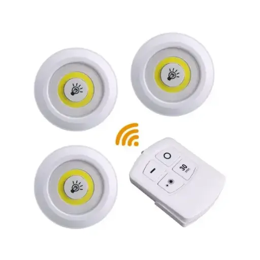 [5653] Led Light With Remote Control Set of 3 Home, Room Ceiling,Kitchen , Wardrobe Led Light