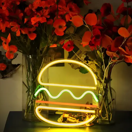 [5077-2] Hamburger Neon Led Signs 