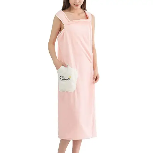 [5949] 1PCS Letter Graphic Flannelette Bathrobe, Wearable Bath Towel For Bathroom 