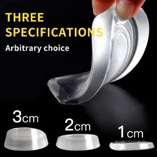 [5608] Silicone Height Increased Half Plain Gel Heel Pads For Men & Women Shoe Insoles 2cm 