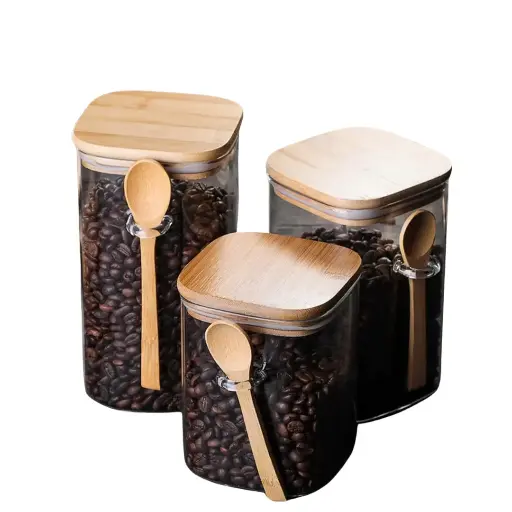 [530] Food Storage Set of 3 , Glass with Spoon 