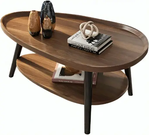 [j-7801] Double Layer Wooden Coffee Table 