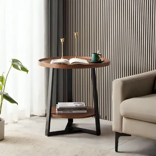 [j-7776] Tier Composite Wood Chairside Table