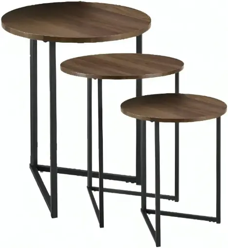 [j-7774] 3 Pieces Nesting Wooden Tables 