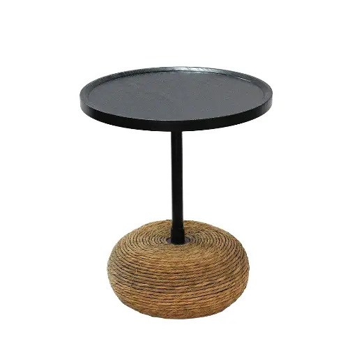 [7789] Contemporary Woven Side Table (Black) 