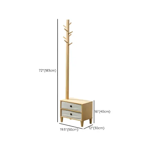 [7832] Modern Hall Stand Wood Coat Rack 