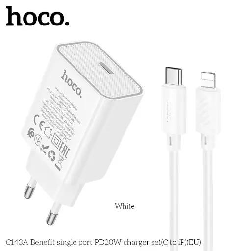 [C143A] Hoco C143A Benefit single port PD20W charger set
