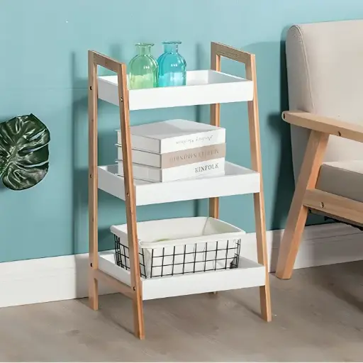 [7641] Tier Wooden Storage Organizer (White) 