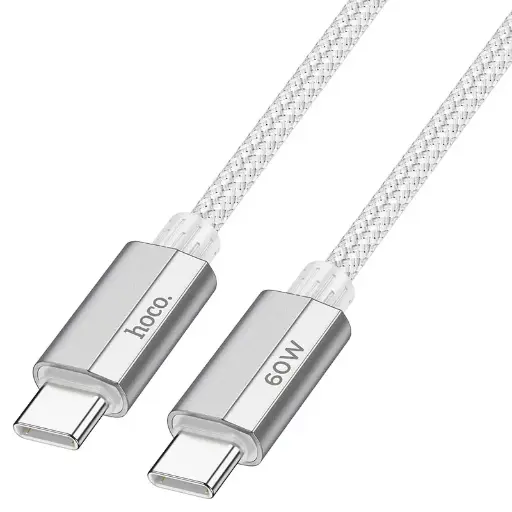 [U134] hoco U134 Braided Charging Data Cable U134 60W Type-C To Type-C (Silver) 