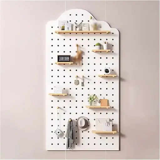 Custom solid wood perforated board storage rack 