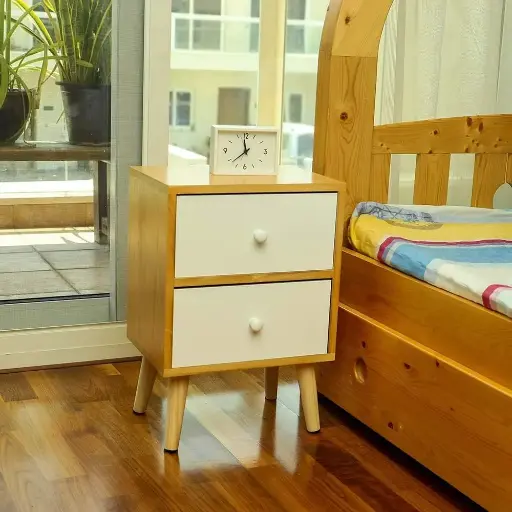 [7604] 2 Drawers Side End Bedside Table 