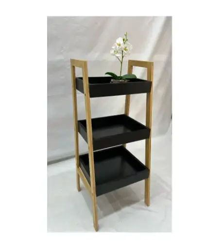 [7643] Tier Wooden Storage Organizer (Black)