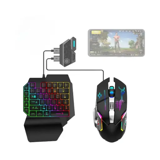 [11623] JEQANG JK-913 Onehand Game Keyboard & Mouse Set 35 Key Game Button Layout 2-in-1 Mobile Game Combo Pack 3-in-1 
