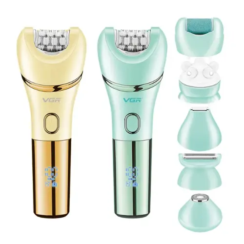 [0496] V-756 7-in-1 Electric Lady Epilator Set Facial Hair Trimmer IPX7 Waterproof