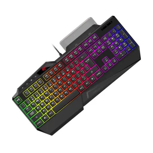 [KB488L] لوحة مفاتيح كمبيوتر HAVIT KB488L، 104 مفاتيح بإضاءة خلفية بألوان قوس قزح