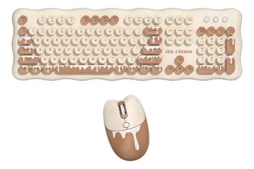 Mofii Ice Cream Wireless Keyboard & Mouse Milk Tea Qwerty