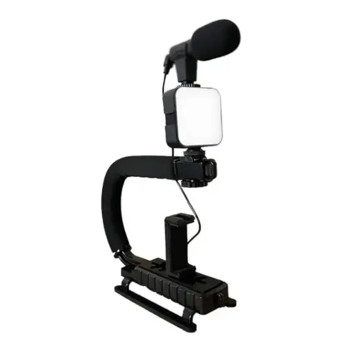 [01304] PLOKAMA PK-777 5-in-1 Professional Smartphone Video Rig Kit with Microphone, LED Light & Tripod