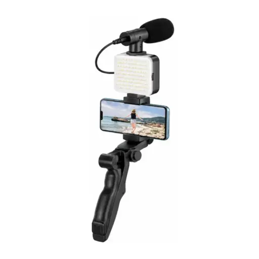 [01302] PLOKAMA PK-771 All-in-One Video Making Kit with LED Fill Light, Microphone & Tripod