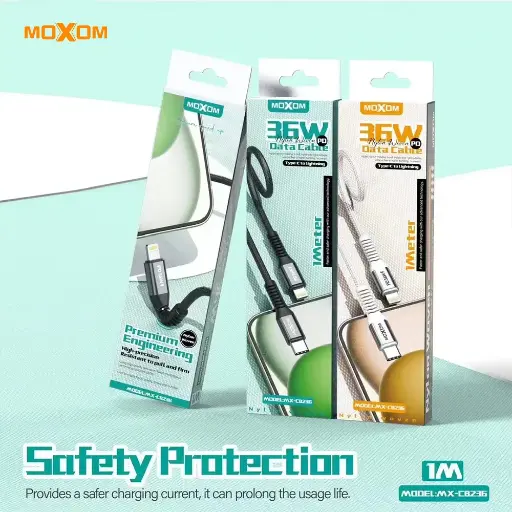 كابل بيانات MOXOM 36 واط MX-CB236 (أسود)